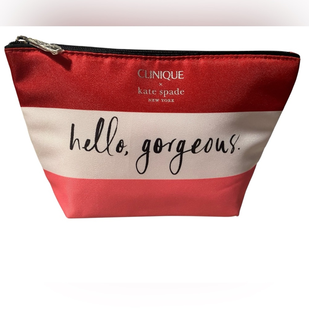 CLINIQUE x Kate Spade Pink Makeup Cosmetic Bag, Travel Toiletry Pouch
